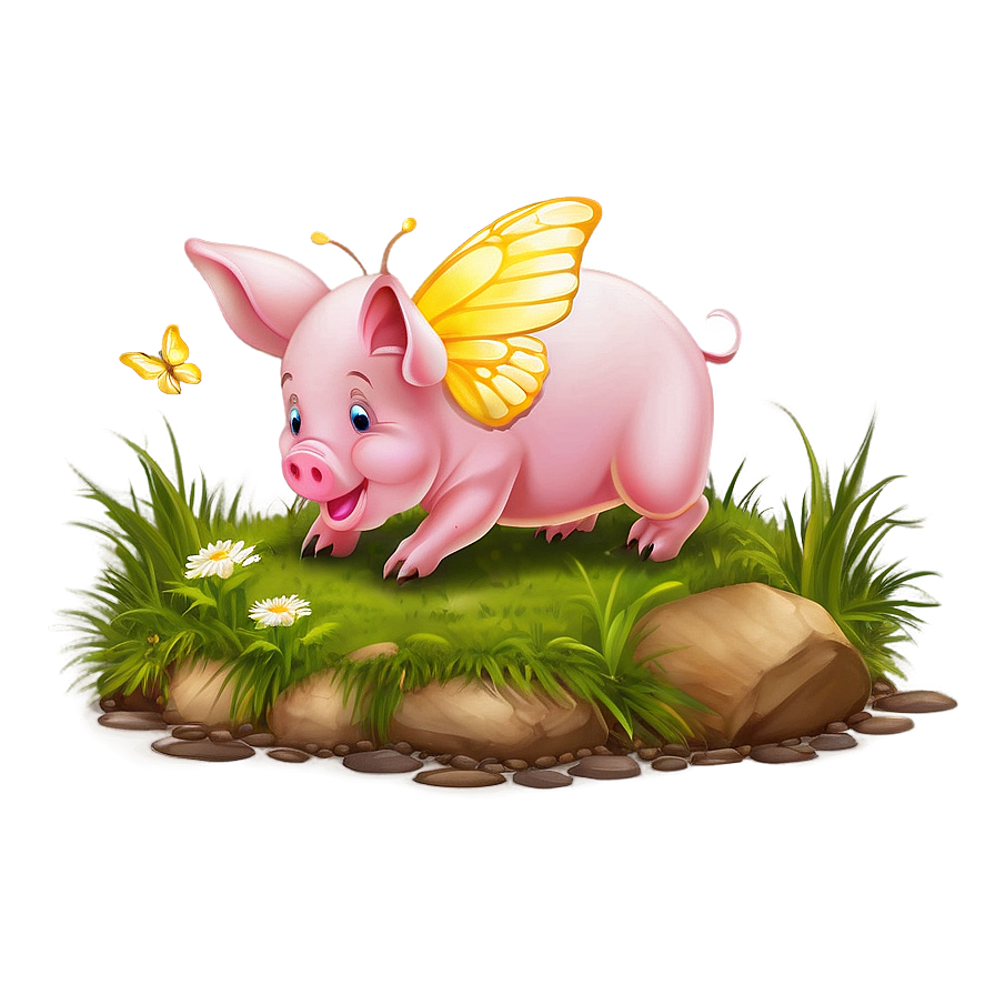 Piglet With Butterfly Png Qho81 PNG