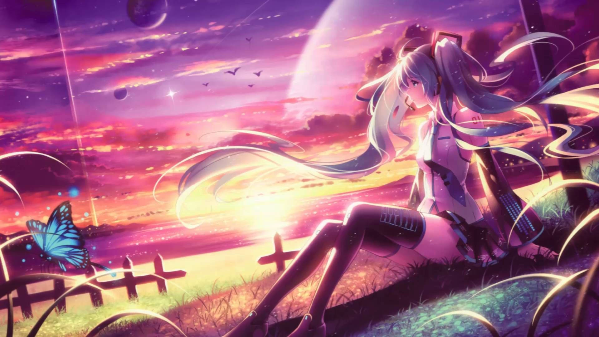 Pigtail Anime Girl Nightcore Background