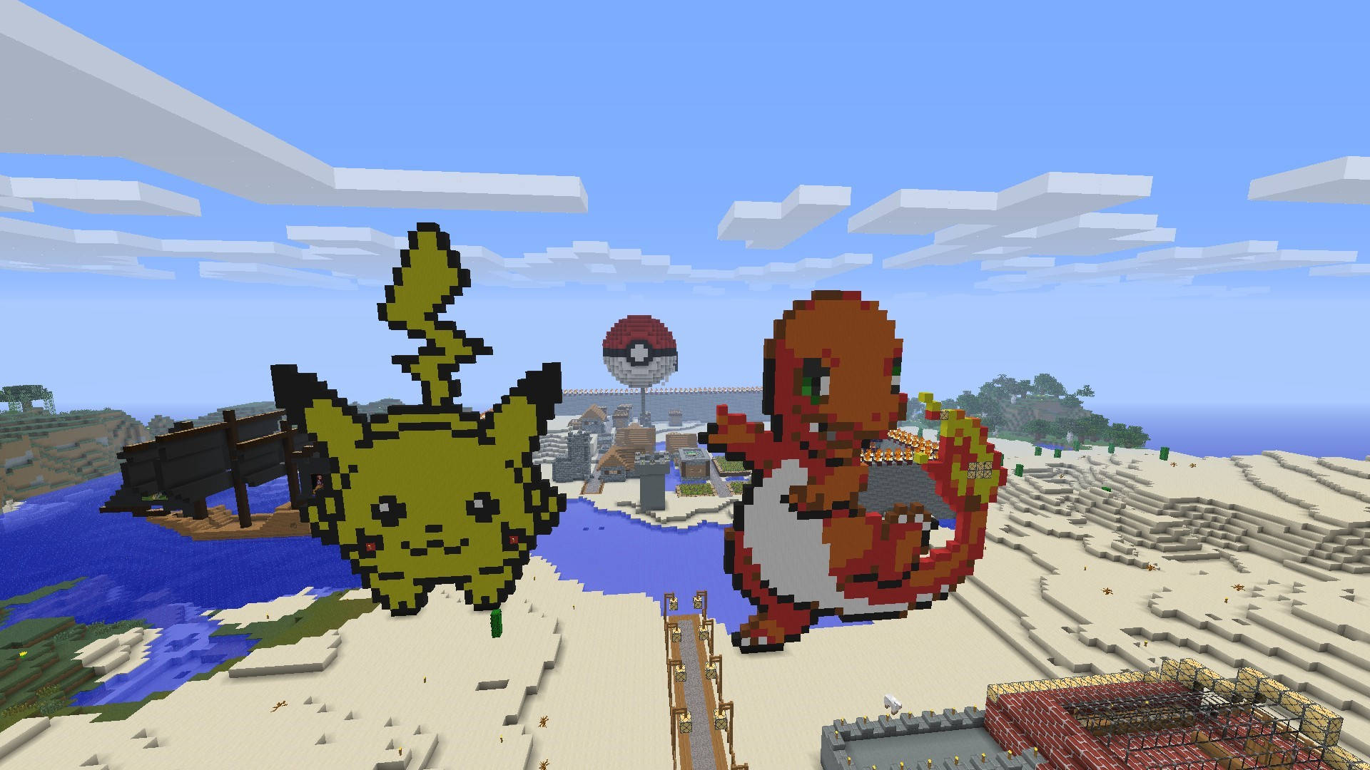 Pikachu And Charmander Minecraft Hd Wallpaper