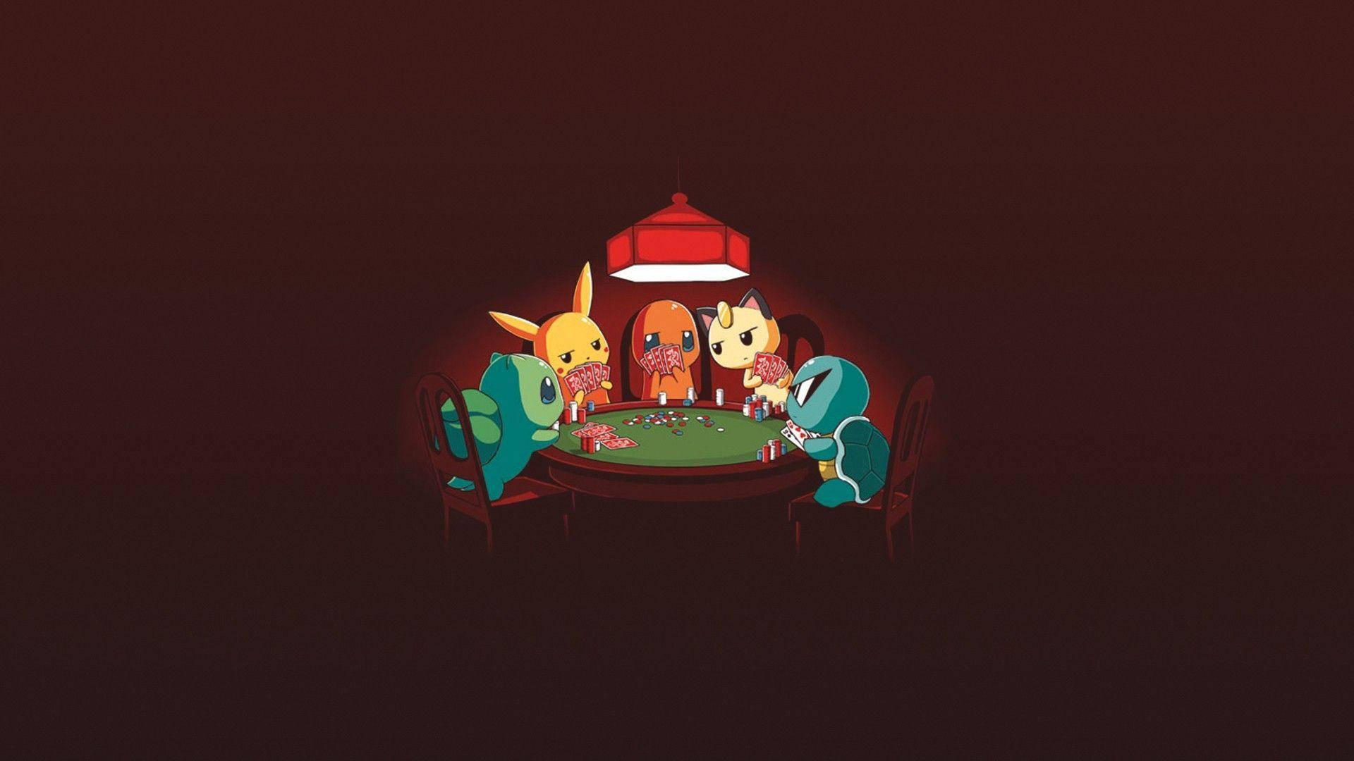 Pikachu And Meowth Playing Card Games Wallpaper