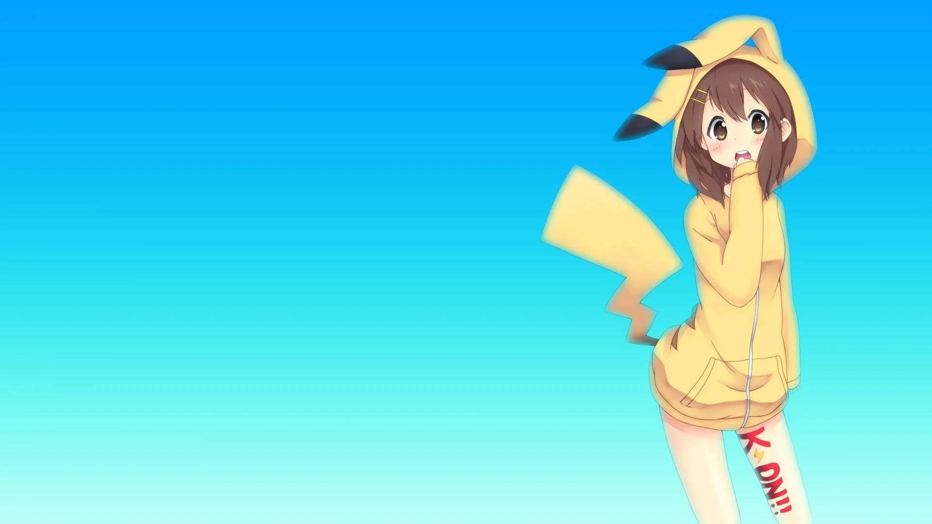 Pikachu Anime Pige Hoodie vægklæber Wallpaper