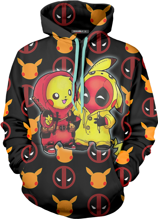 Pikachu Deadpool Crossover Hoodie PNG