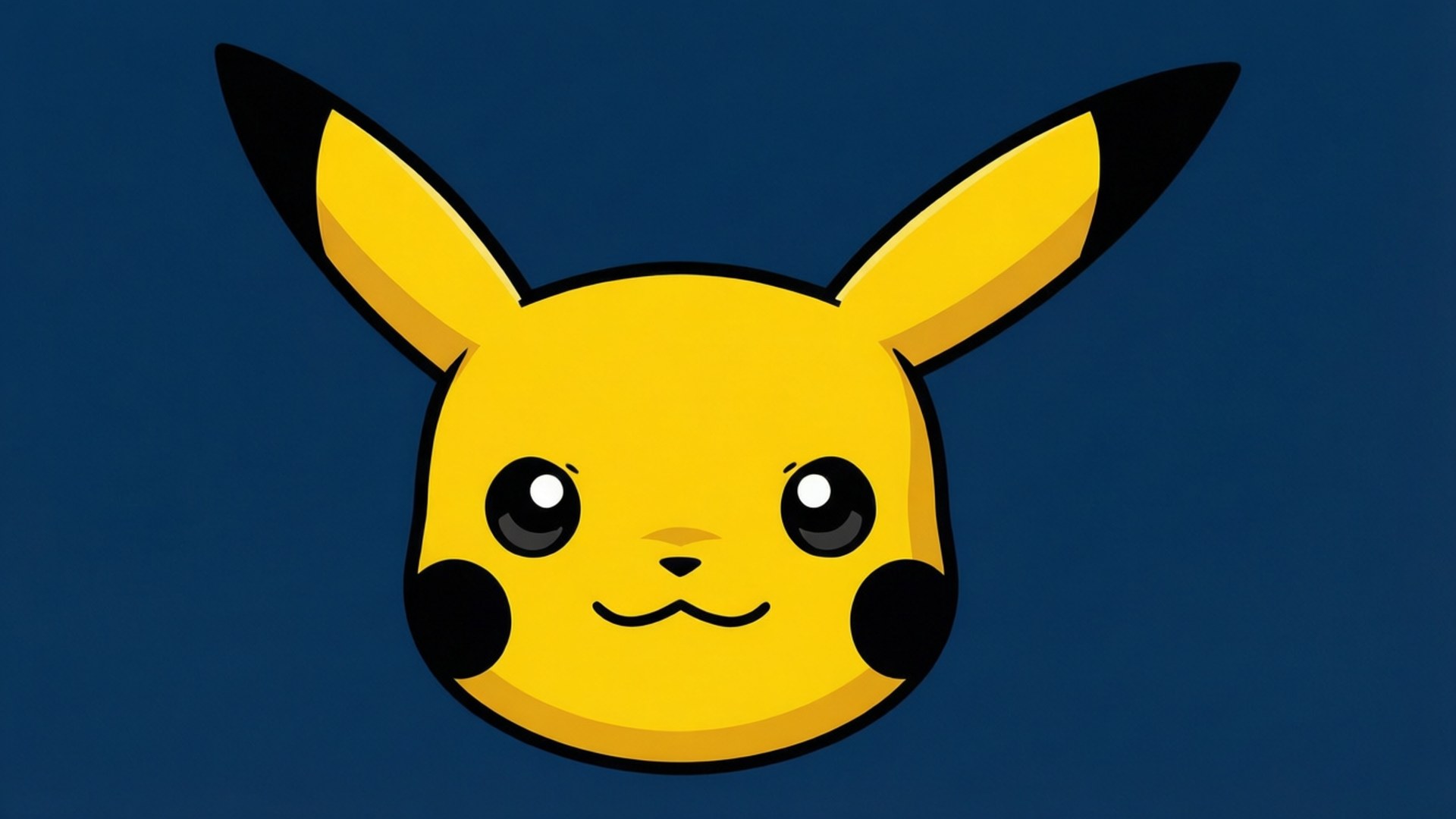 Flad vektor Pikachu ansigt på mørkeblå.