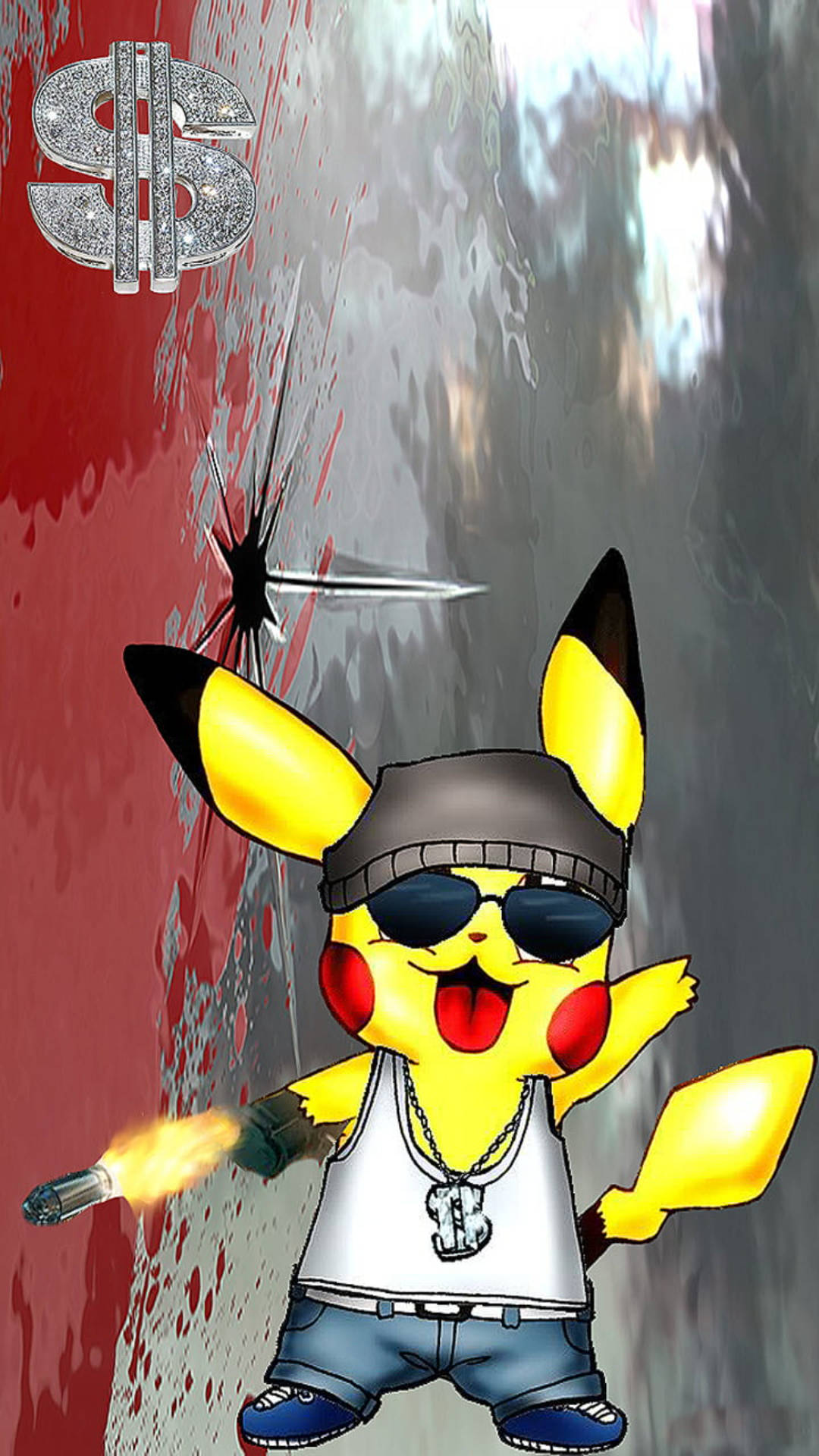 Pikachu Gangster Cartoon Art Wallpaper