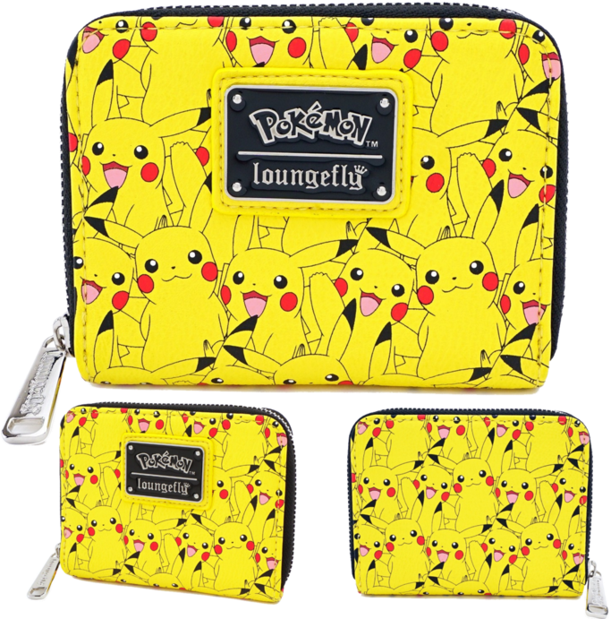 Pikachu Patterned Yellow Wallet Loungefly PNG