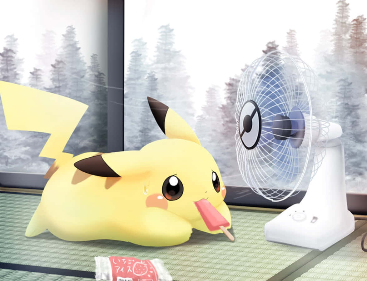 Pikachu Chilling On The Fan Picture