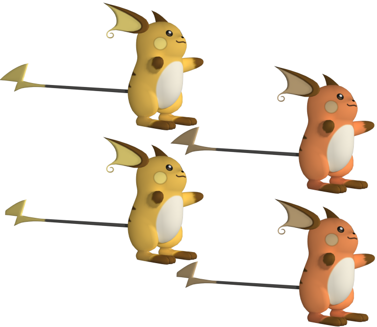 Pikachu Raichu Evolution Sequence PNG