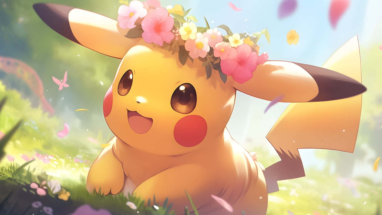 Pikachu Springtime Bliss Wallpaper