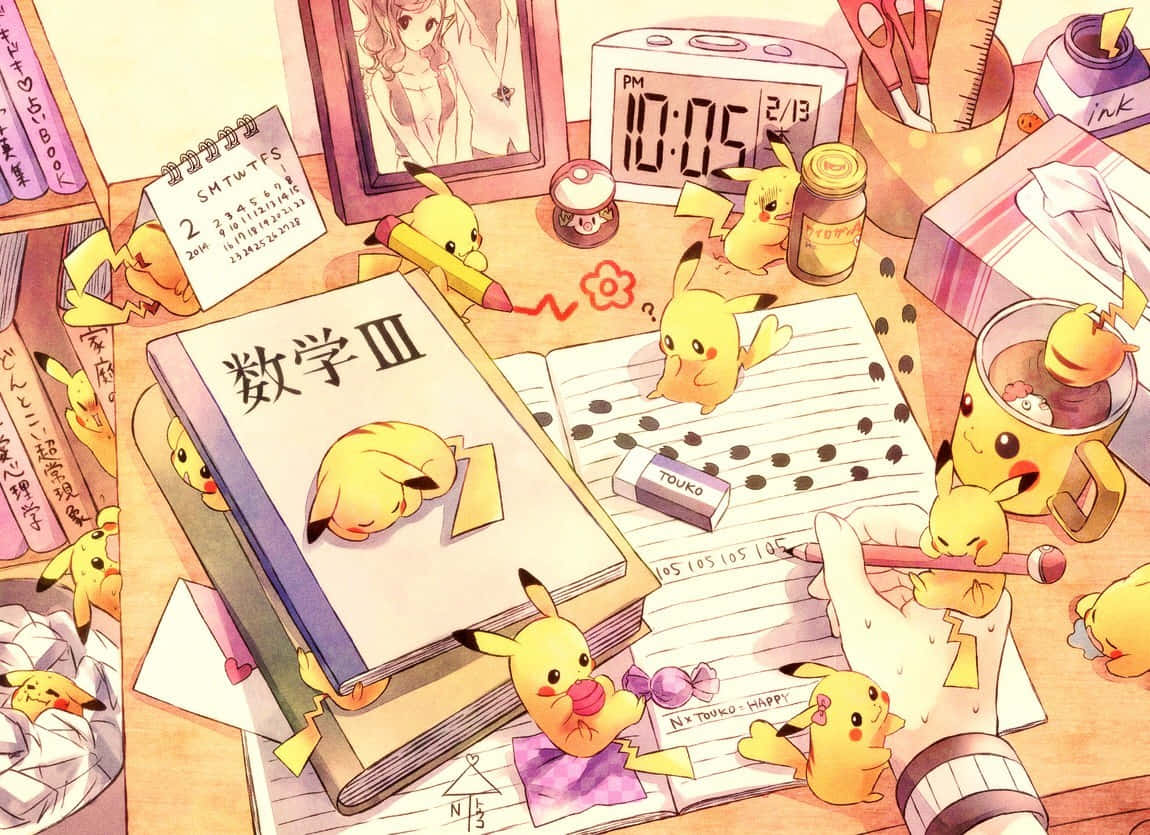 Pikachu Study Time Wallpaper