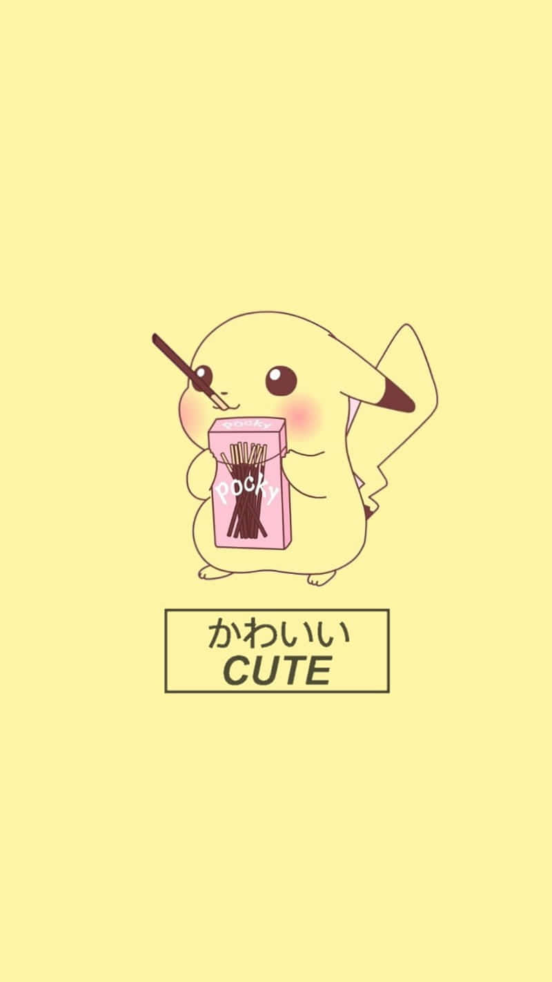 Pikachu_with_ Pocky_ Cute_ Illustration Wallpaper