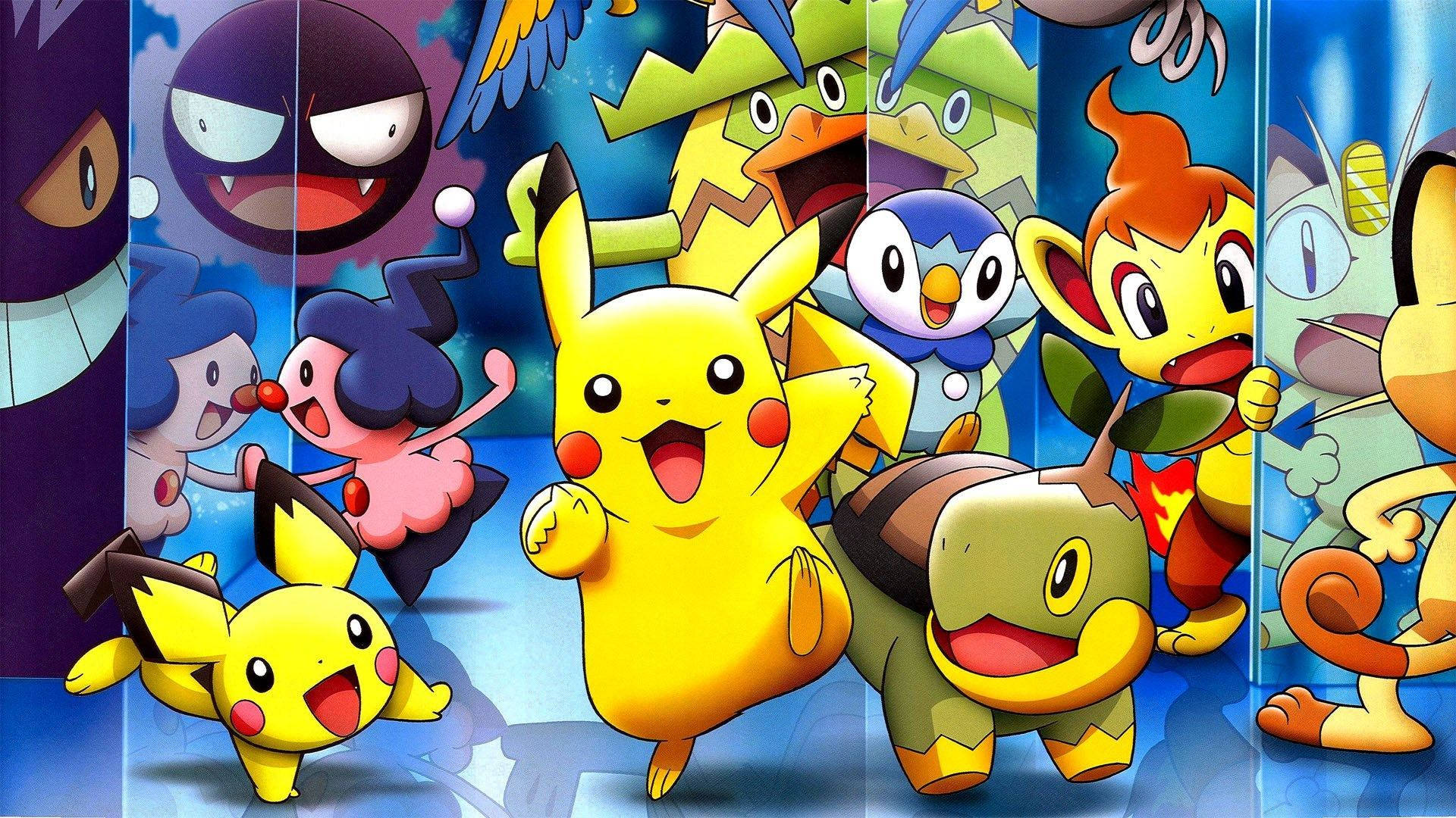 Pikachu with other Pokemon friends wallpaper 