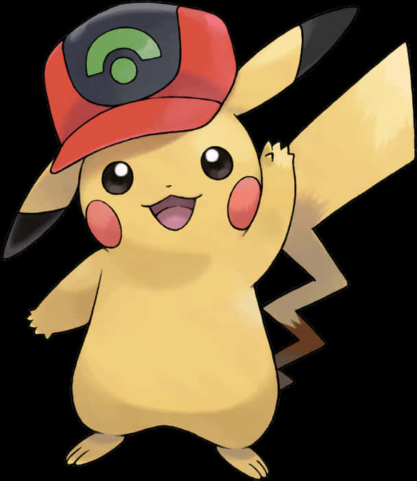 Download Pikachu_with_ Trainer_ Hat | Wallpapers.com