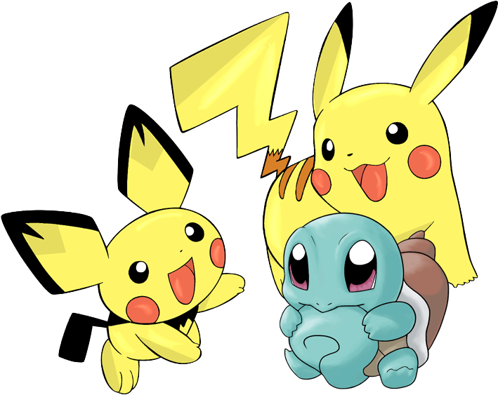 Pikachu_and_ Squirtle_ Friends_ Illustration PNG