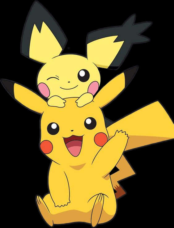 Pikachuand Pichu Happy Illustration PNG