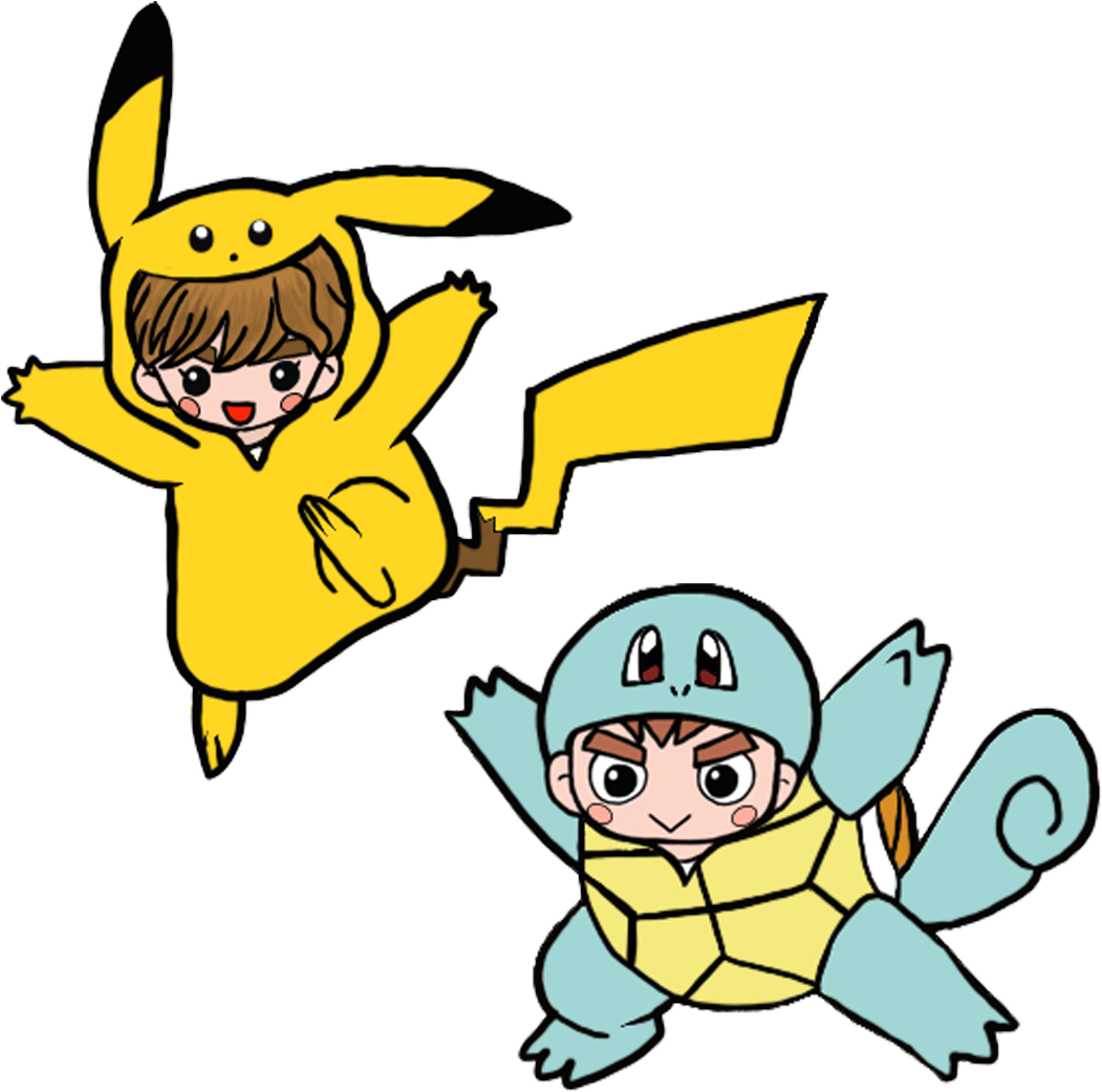 Pikachuand Squirtle Cosplay PNG