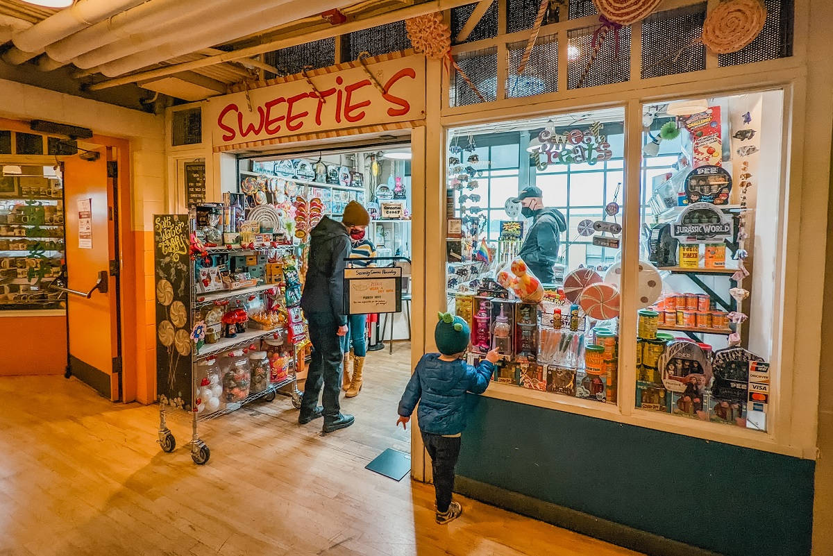 Tiendade Dulces Del Mercado Pike Place. Fondo de pantalla