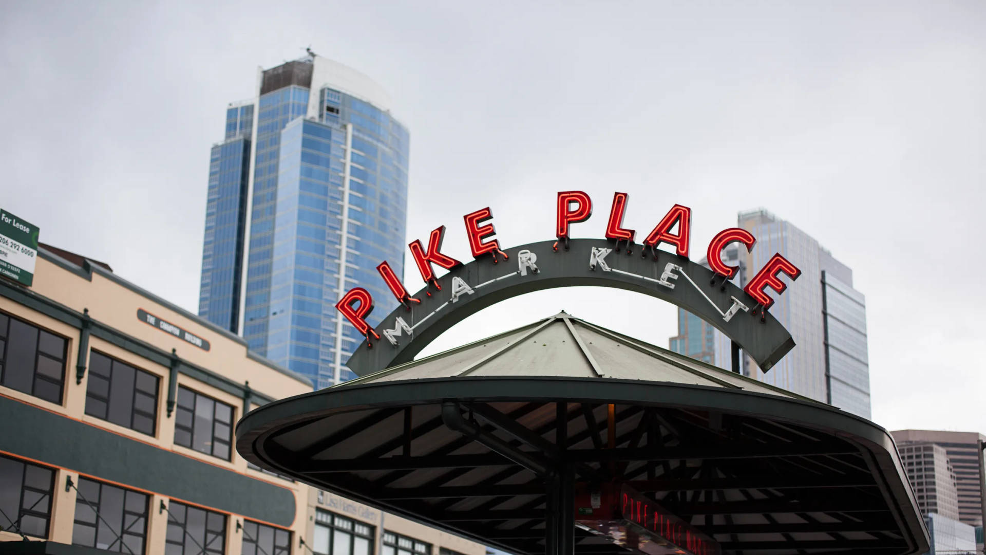 Señaldel Establecimiento Del Mercado Pike Place Fondo de pantalla