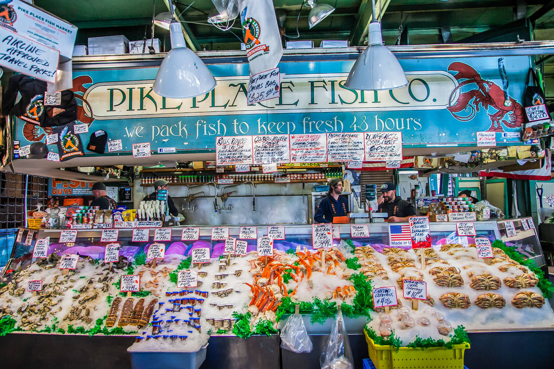 Pike Place Market Fresh Seafood Display Wallpaper