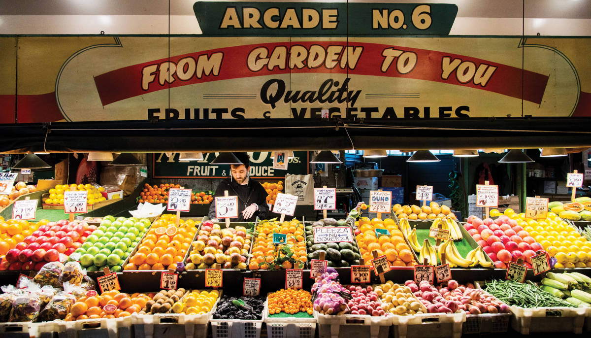 Fresh Produce Display at Pike Place Market Wallpaper