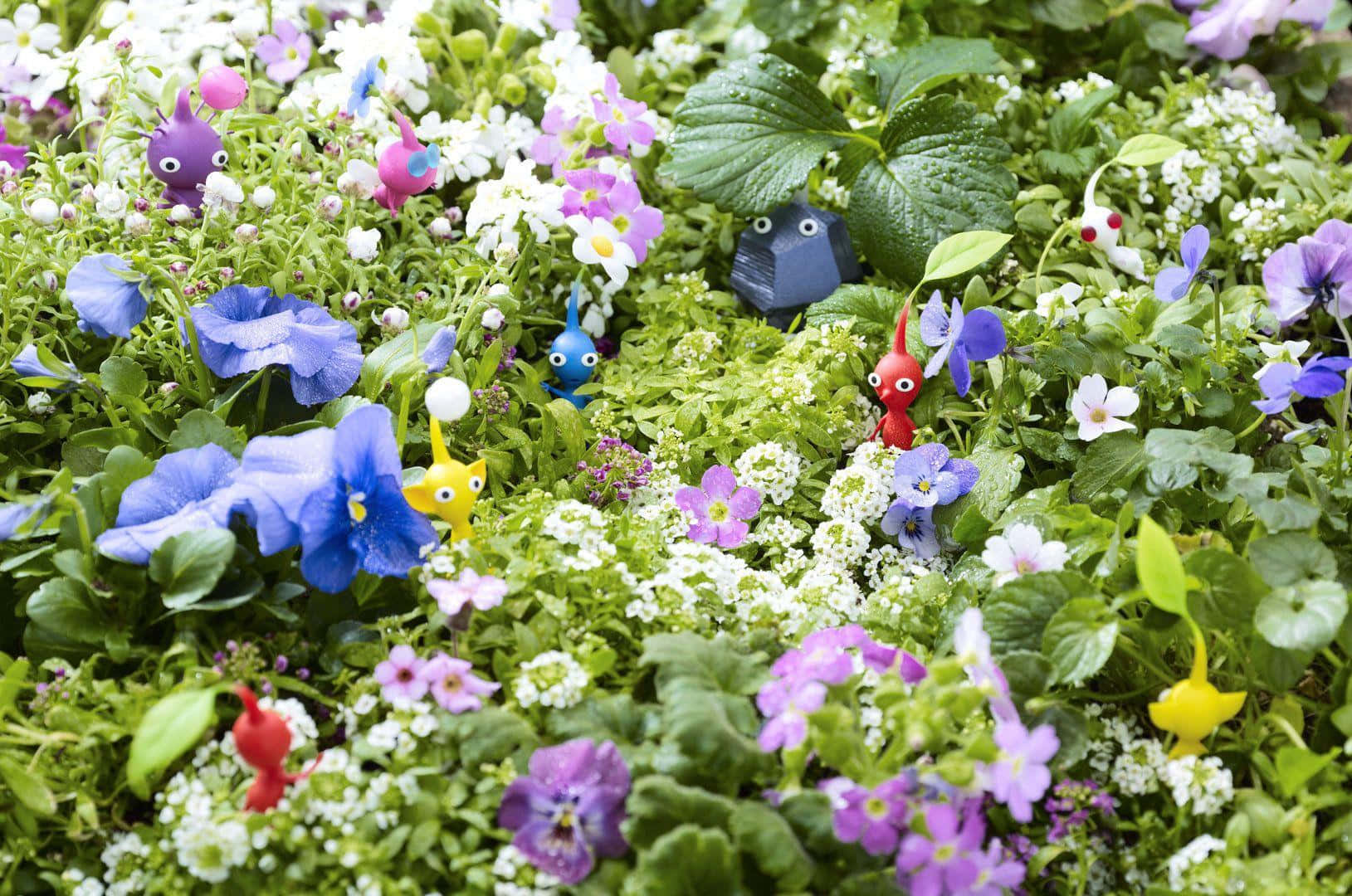 Pikmin Amidst Floral Haven Wallpaper
