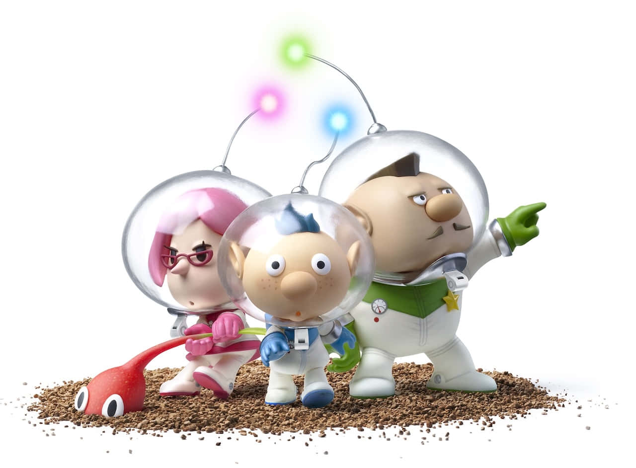 Pikmin Characters With Red Pikmin Wallpaper