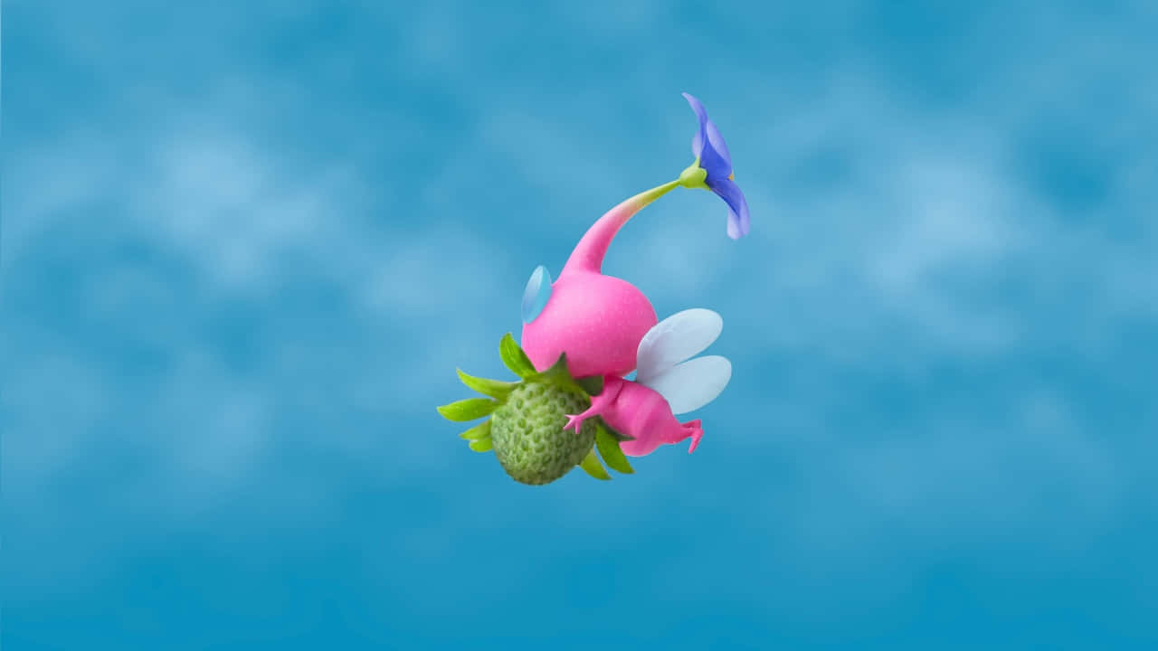Pikmin4 Flying Pink Character Wallpaper
