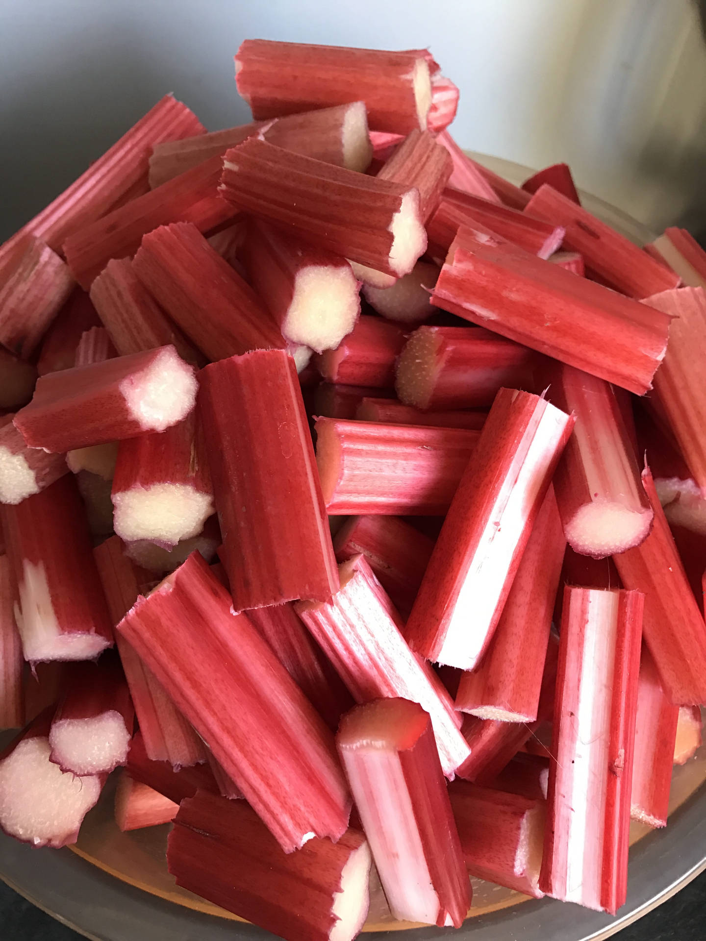 Pile Of Canadian Red Chopped Rhubarb Wallpaper