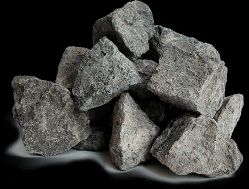 Pileof Granite Rockson Black Background PNG