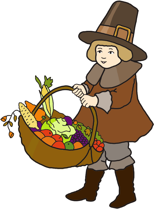 Pilgrim Holding Harvest Basket PNG