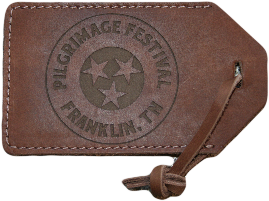 Pilgrimage Festival Luggage Tag Brown Leather PNG