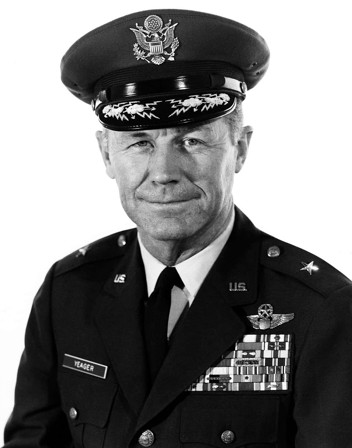 Greyscale Chuck Yeager Veteran Pilot Picture