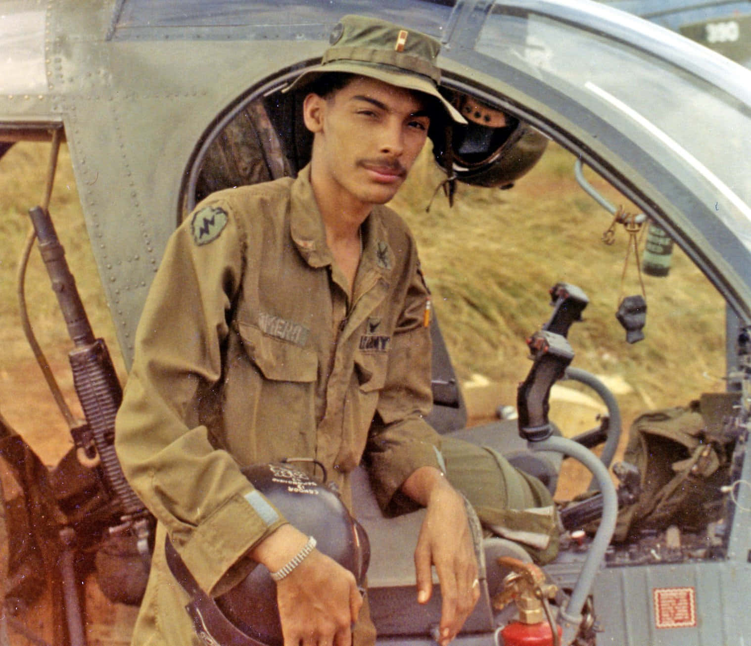 Military Helicopter Pilot Vintage Picture