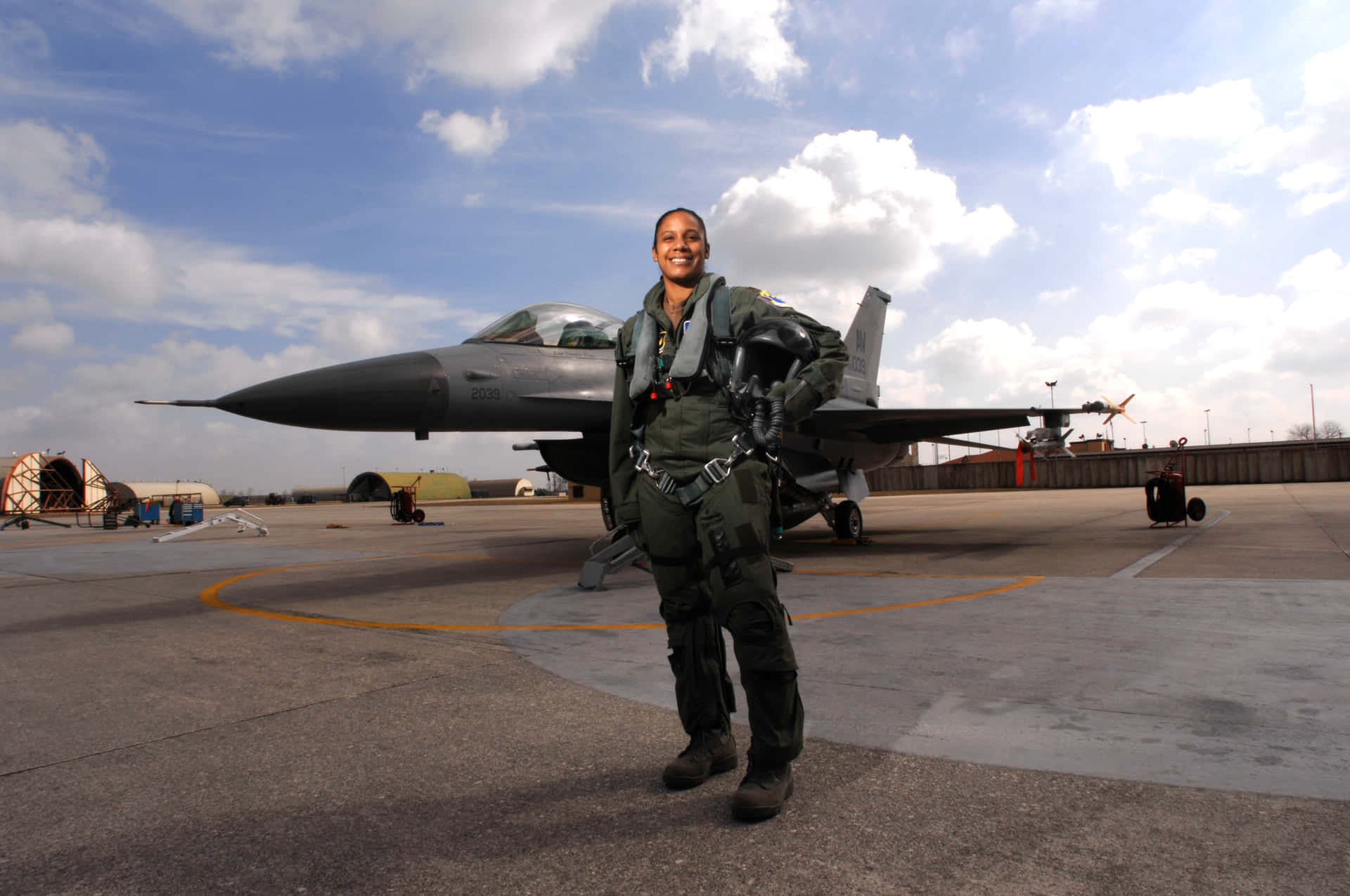 Woman Pilot Next To Jet Picture