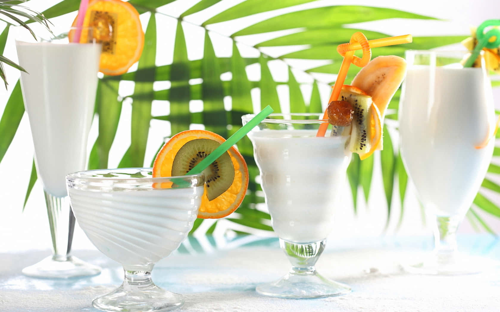 Refreshing Pina Colada cocktail in a unique glass Wallpaper