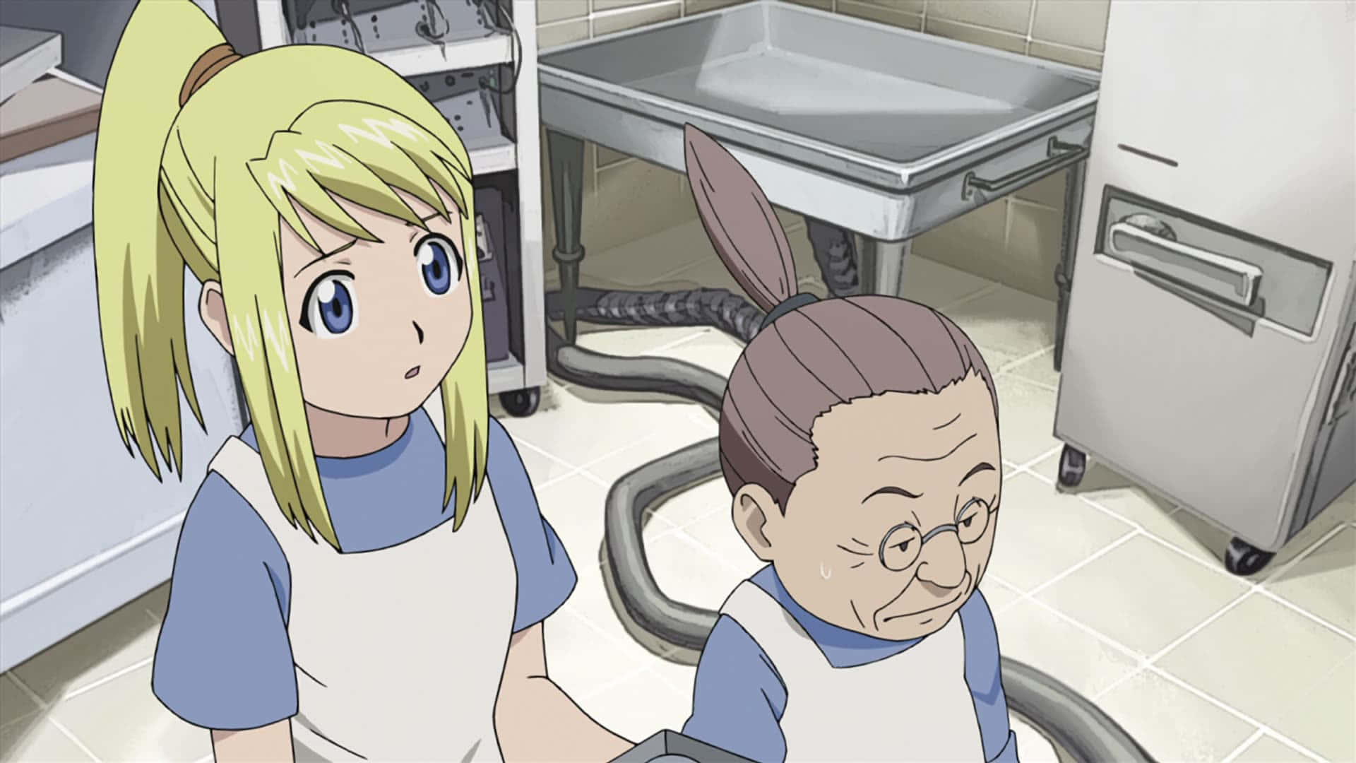 Pinakoand Winry Rockbell Anime Scène Achtergrond