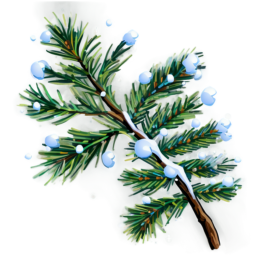 Pine Branch With Snowflakes Png 98 PNG