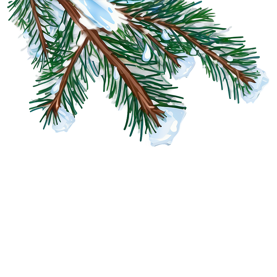 Pine Branch With Snowflakes Png Afg PNG