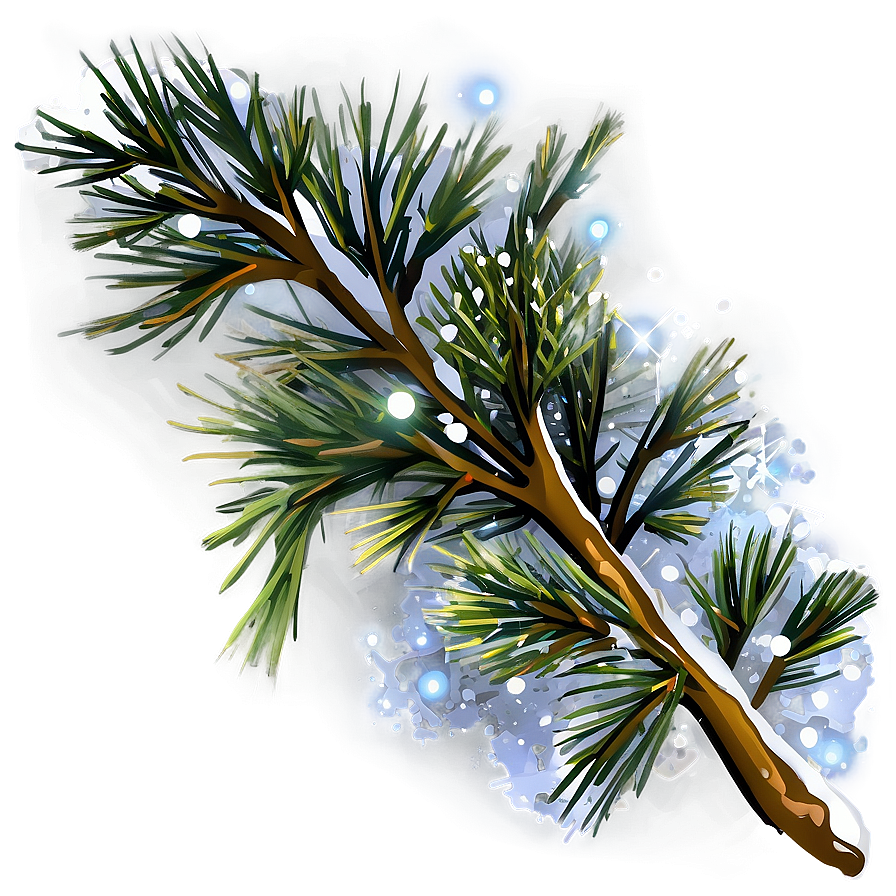 Pine Branch With Snowflakes Png Kqu PNG