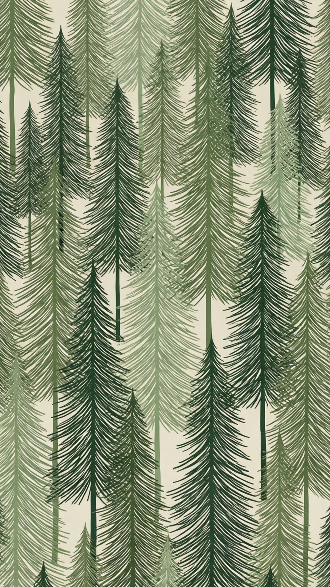 Nature-inspired wallpaper with straight lines resembling pine trees.