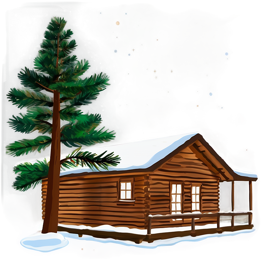 Pine Tree And Cabin Night Scene Png 06132024 PNG