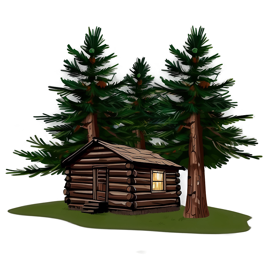 Pine Tree And Cabin Night Scene Png 12 PNG