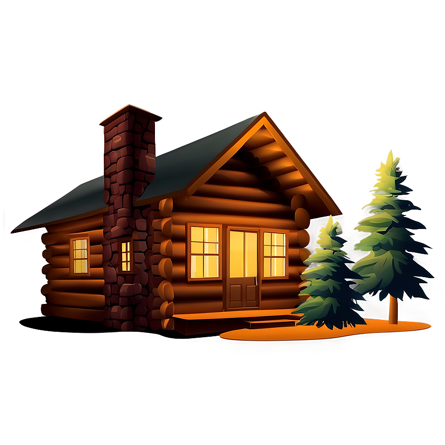 Pine Tree And Cabin Night Scene Png Eab31 PNG