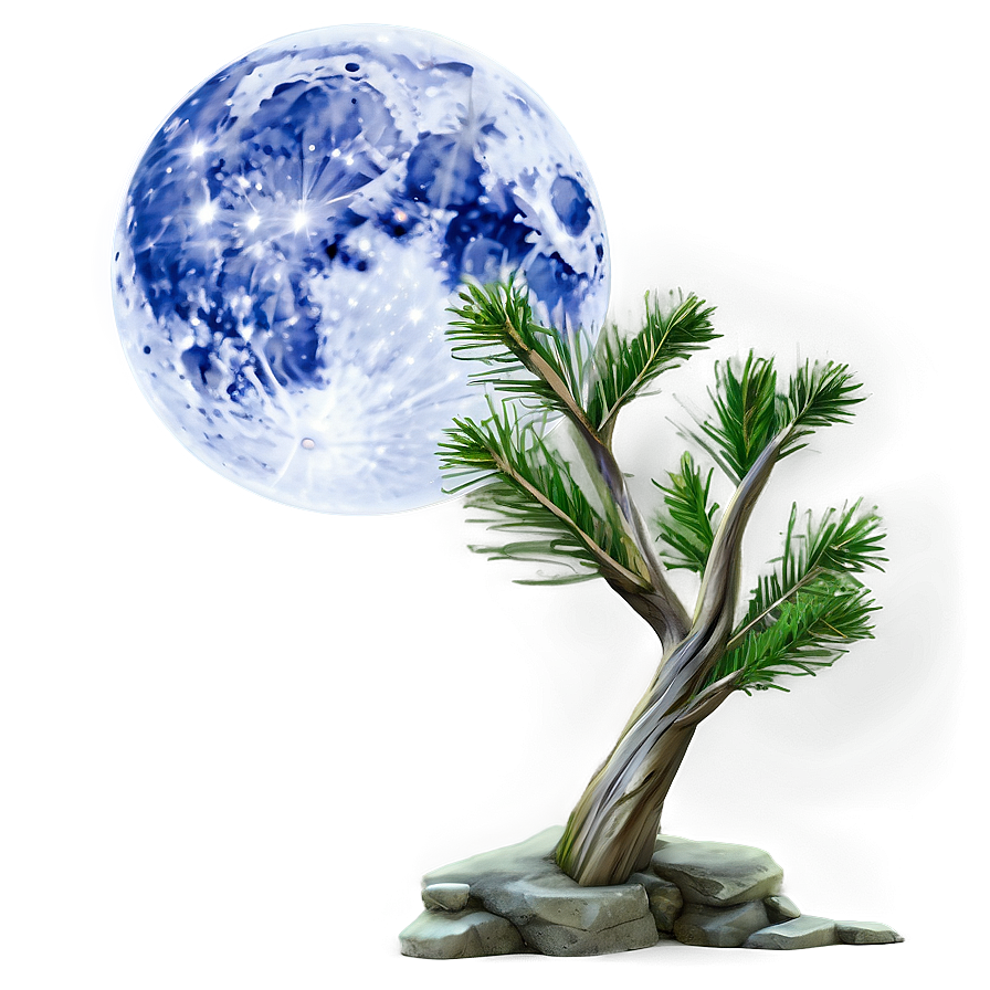 Pine Tree Moonlight Scene Png Lbc PNG