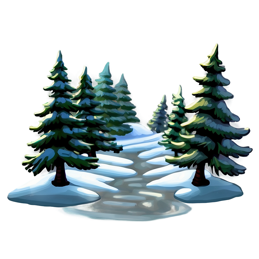 Pine Tree Pathway Scene Png Qni PNG