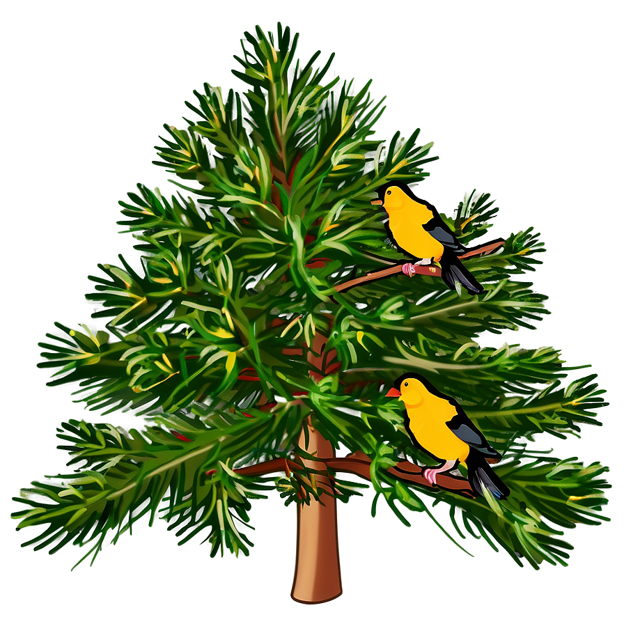 Pine Trees With Birds Png 05252024 PNG