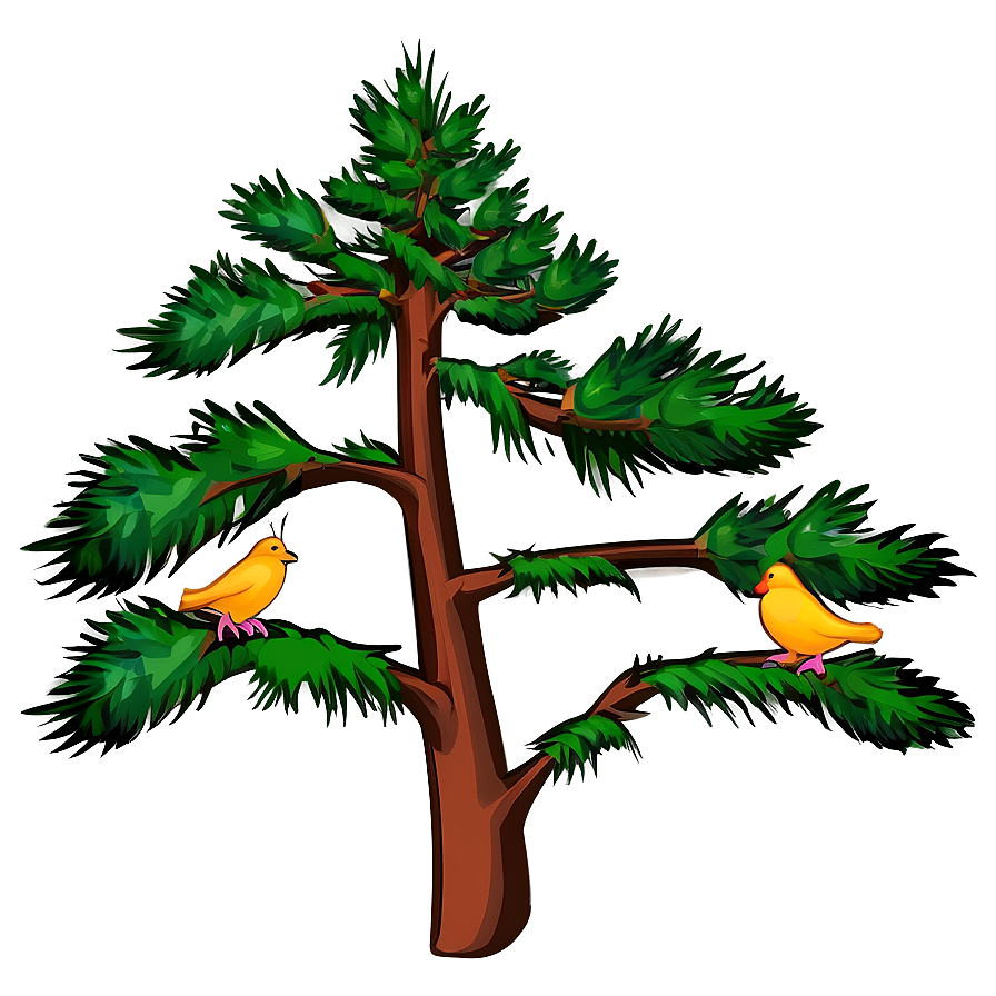 Pine Trees With Birds Png Hlp PNG
