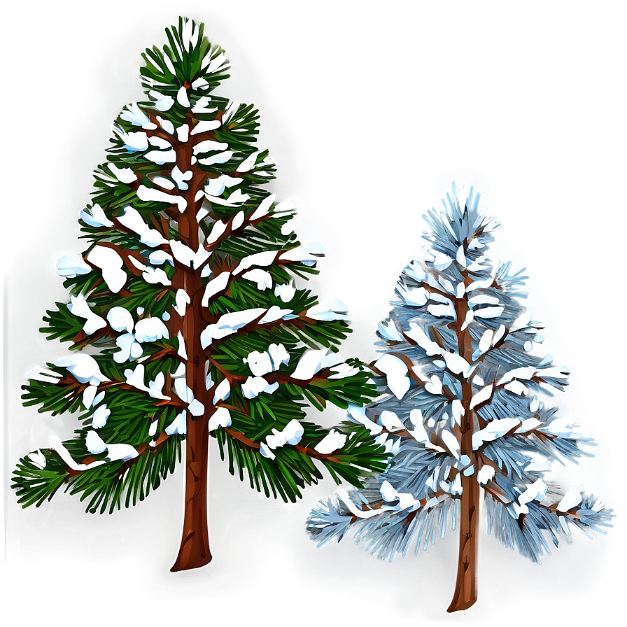 Pine Trees With Snowflakes Png 05252024 PNG