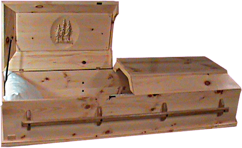 Pine Wood Coffinwith Open Lid PNG