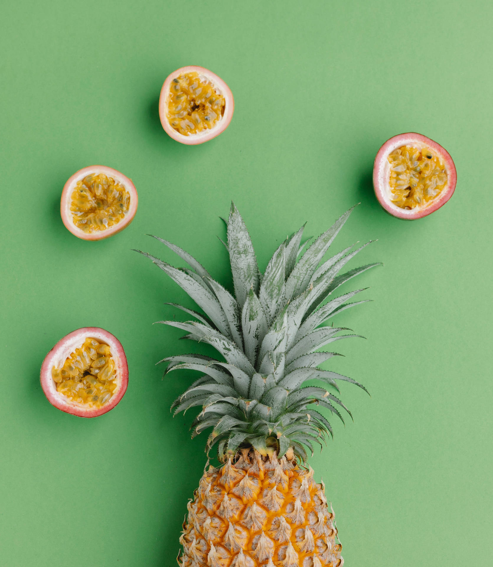 Ananasund Passionsfrucht-flatlay-aufnahme Wallpaper