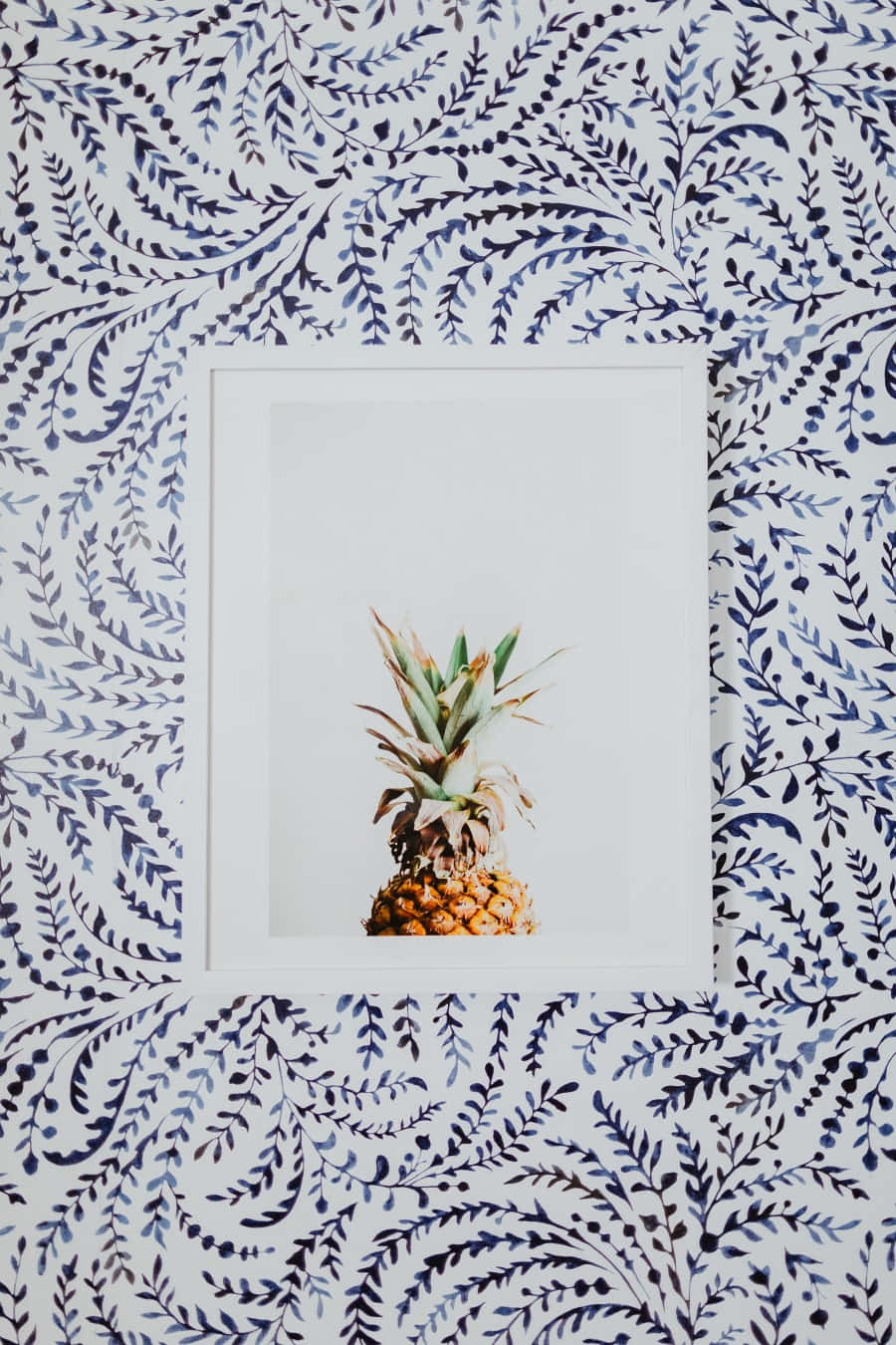 Pineapple Art Printon Floral Wallpaper Wallpaper